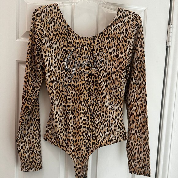 NWT Guess Spanish Cheetah Desert Animal Print Long Sleeve Bodysuit Top Size L - Picture 14 of 14